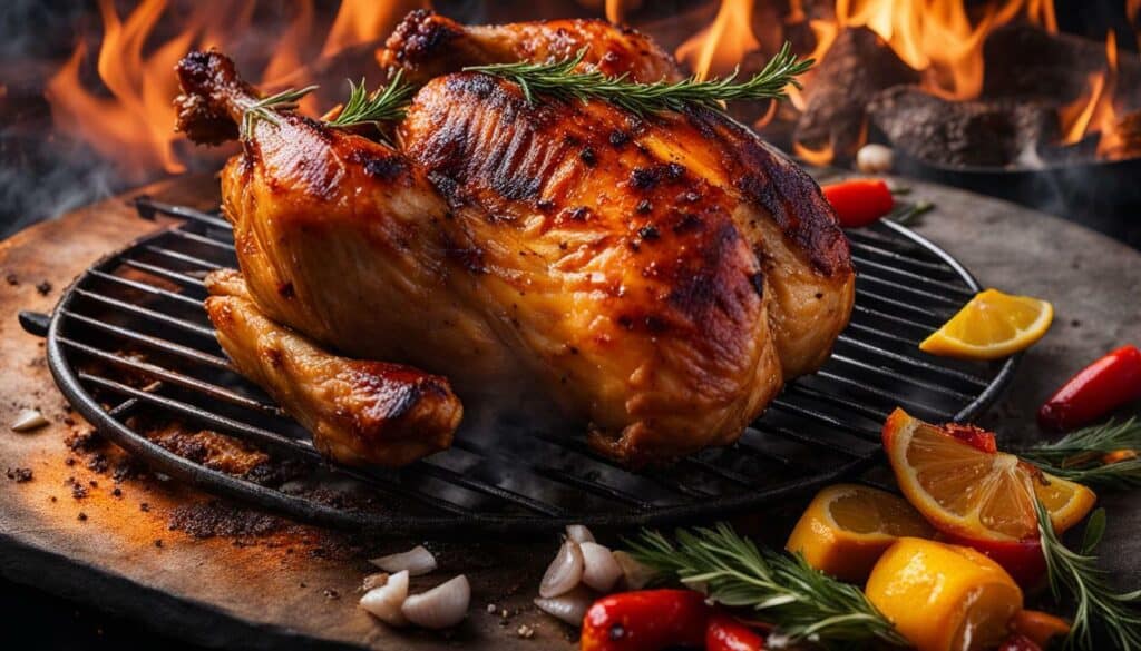Marinated chicken on grill
