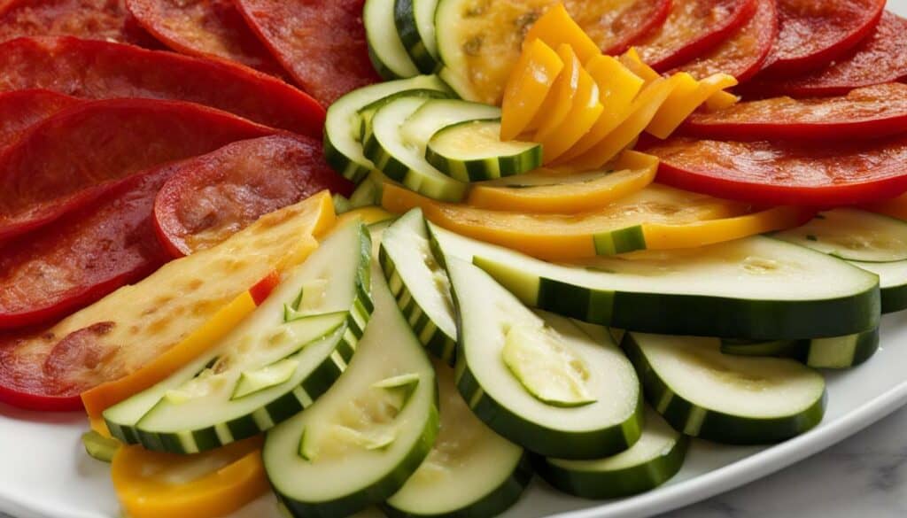 Sliced Pepperoni and Vegetables