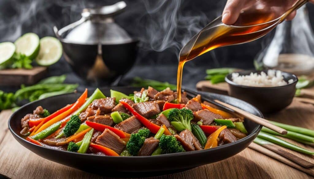 Stir-fry with soy sauce and vinegar