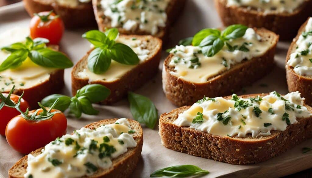 bread with cheese and low-calorie spread