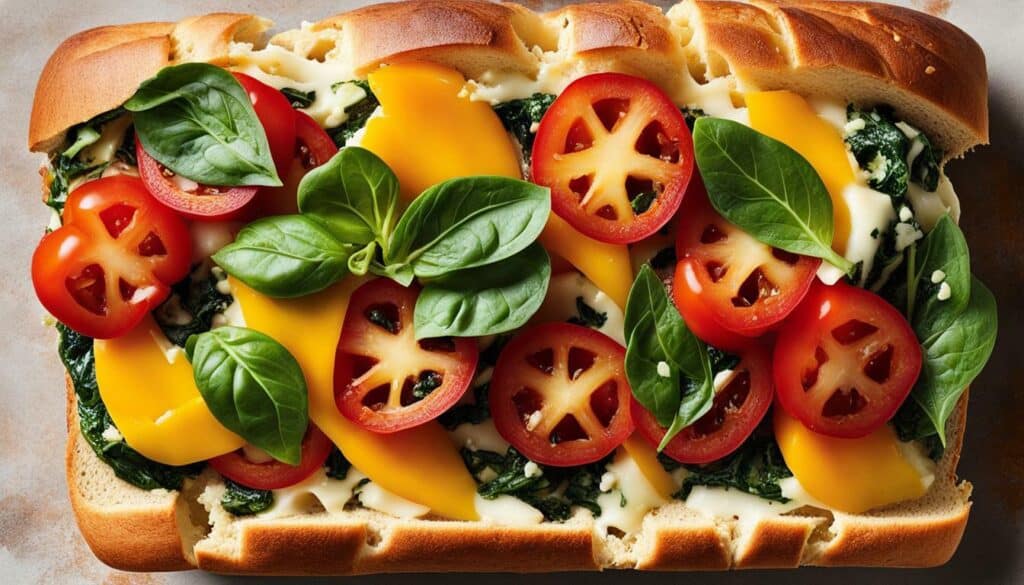 bread with cheese and vegetables