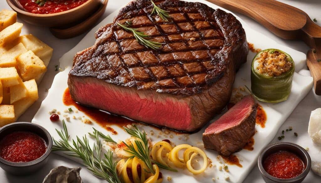 caloric content of a 10 oz steak