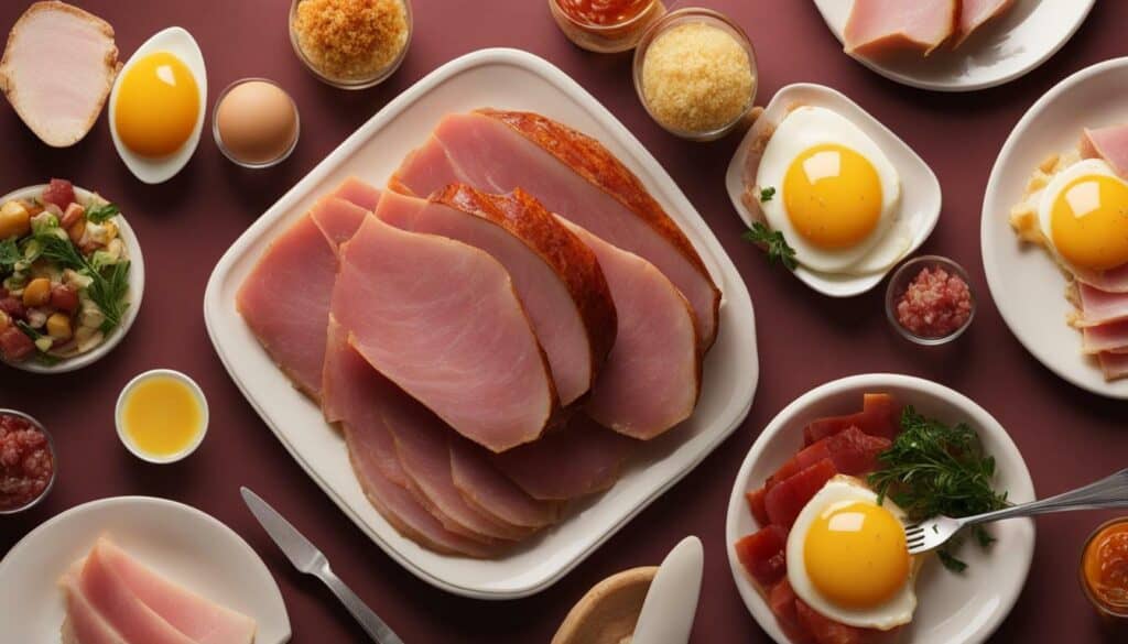 calorie content of ham and egg dish