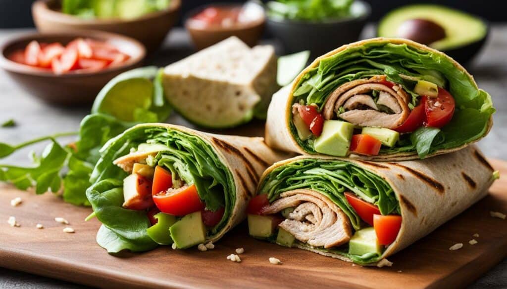 calories in chicken wrap with salad