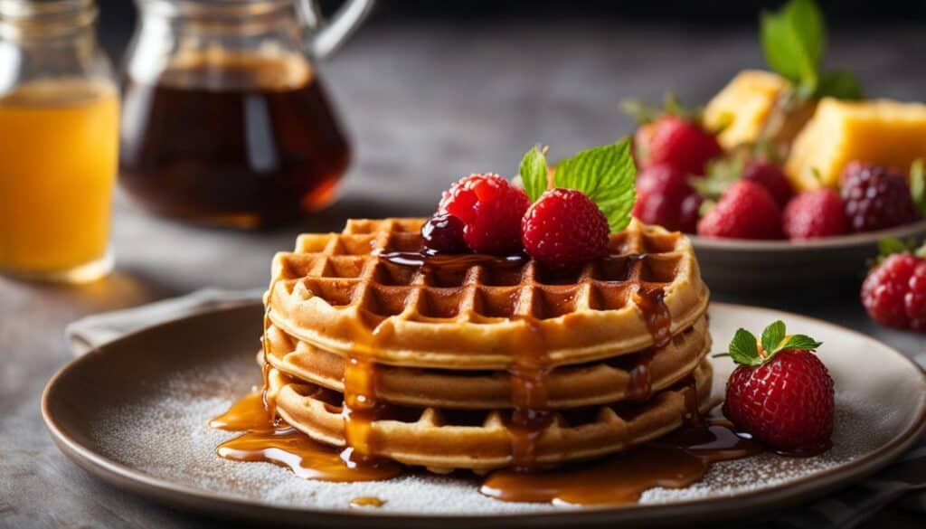calories in waffle with syrup