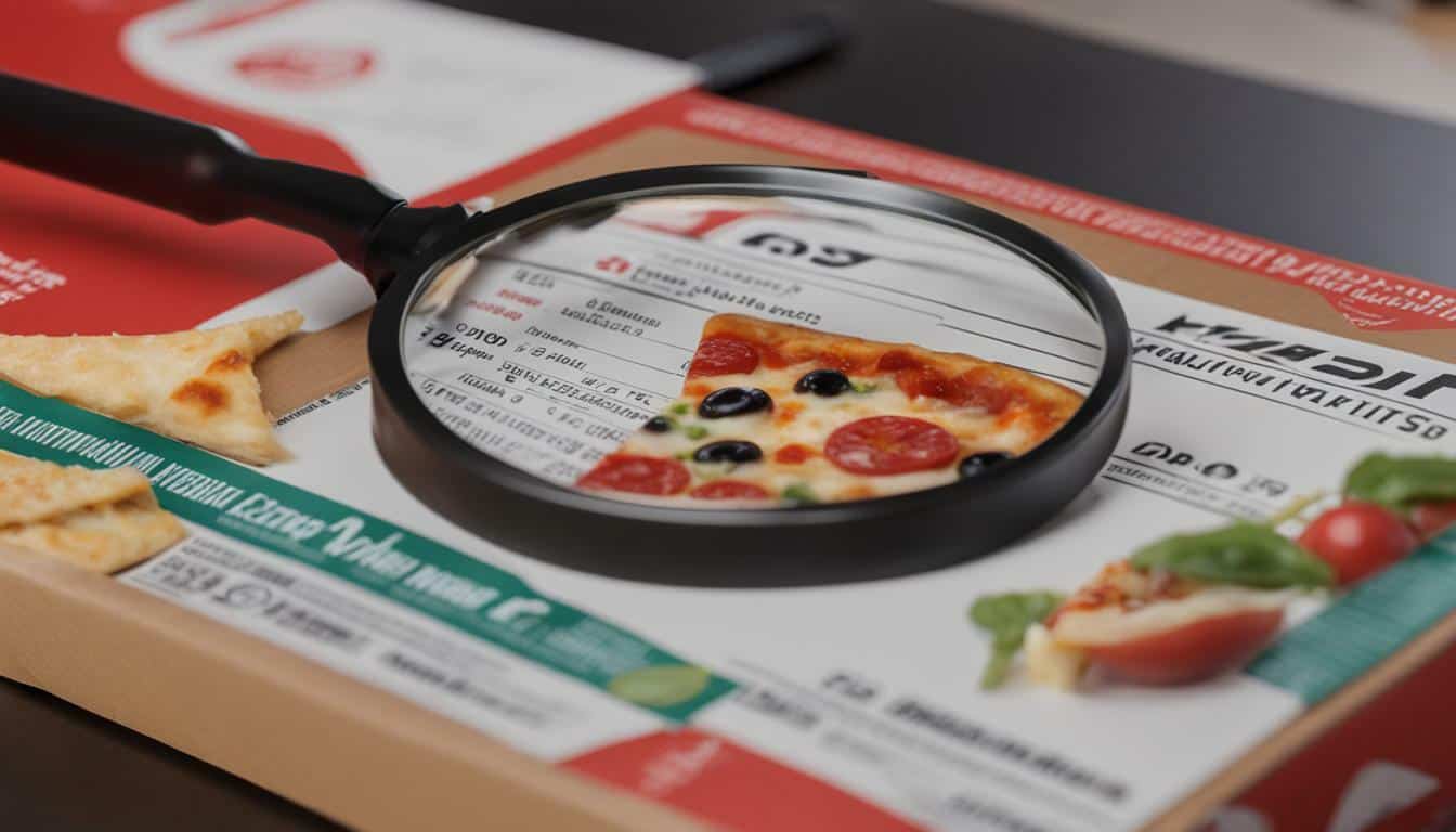 food labels for pizza