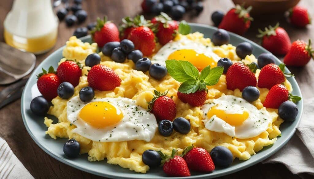 healthy breakfast with eggs and cheese