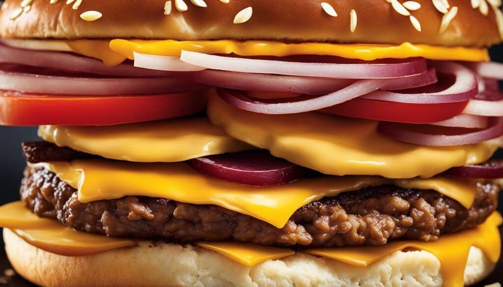high cholesterol content in cheeseburger