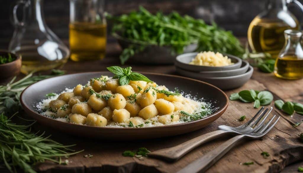 homemade gnocchi with fresh herbs