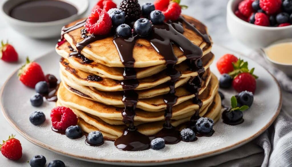 homemade pancake with berries and chocolate chips