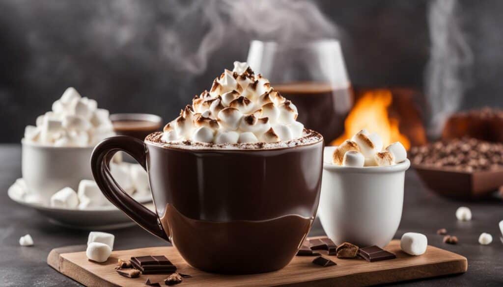 hot chocolate with whipped cream and marshmallows