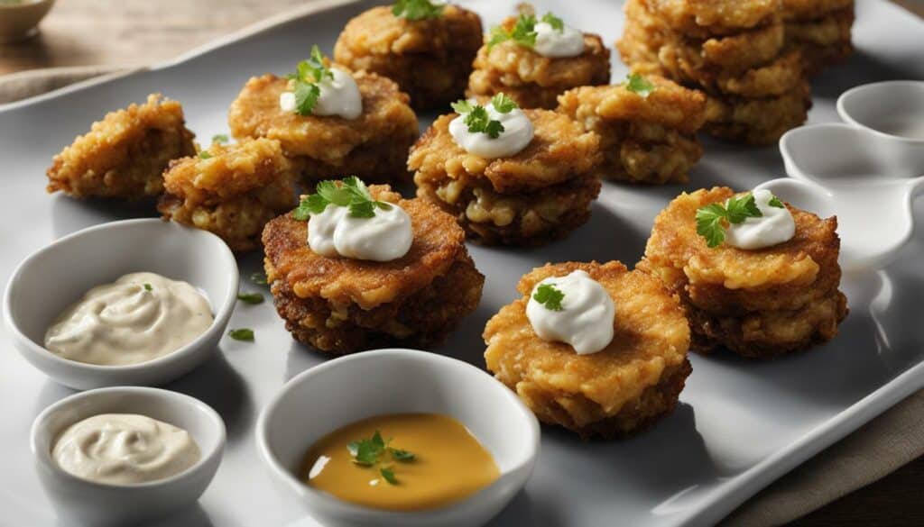 oyster cakes with dipping sauces