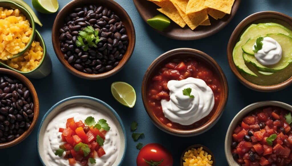 sour cream, salsa, and black beans