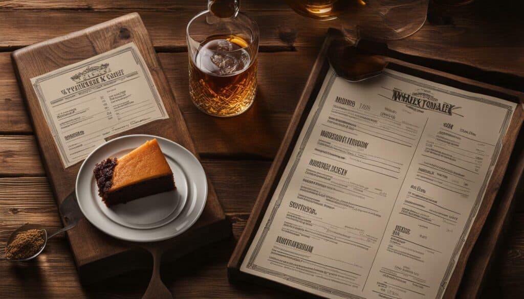 whiskey cake menu