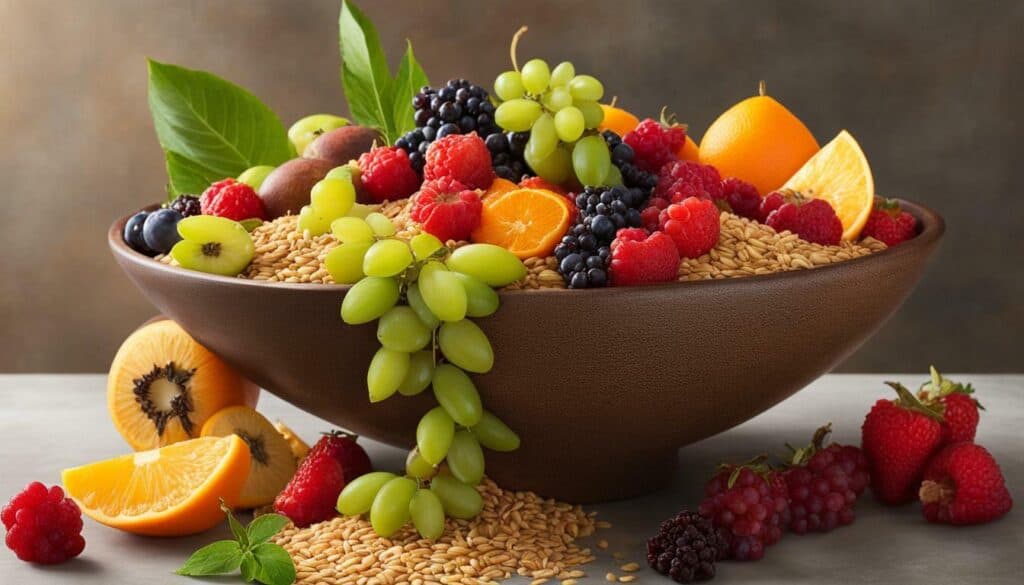 whole grains and fresh fruits