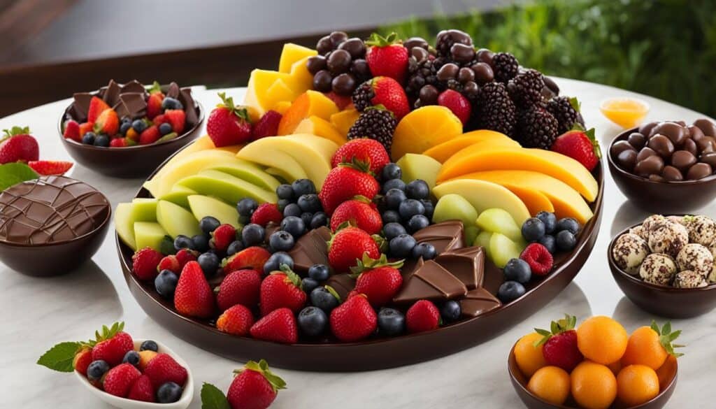 chocolate-covered fruit platter