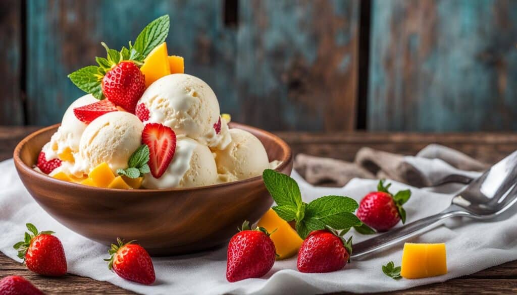 fruit and ice cream desserts