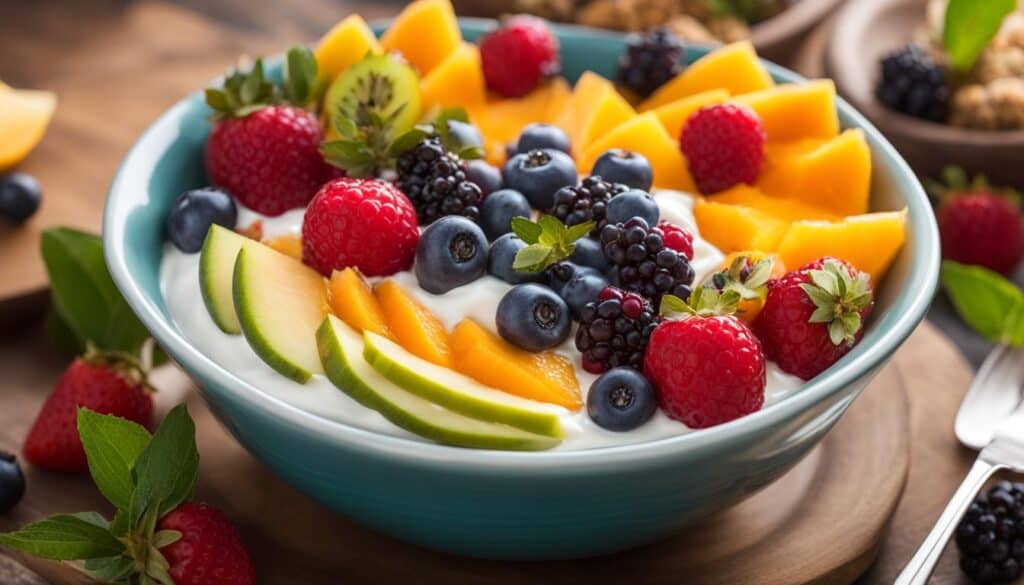 fruit and yogurt breakfast