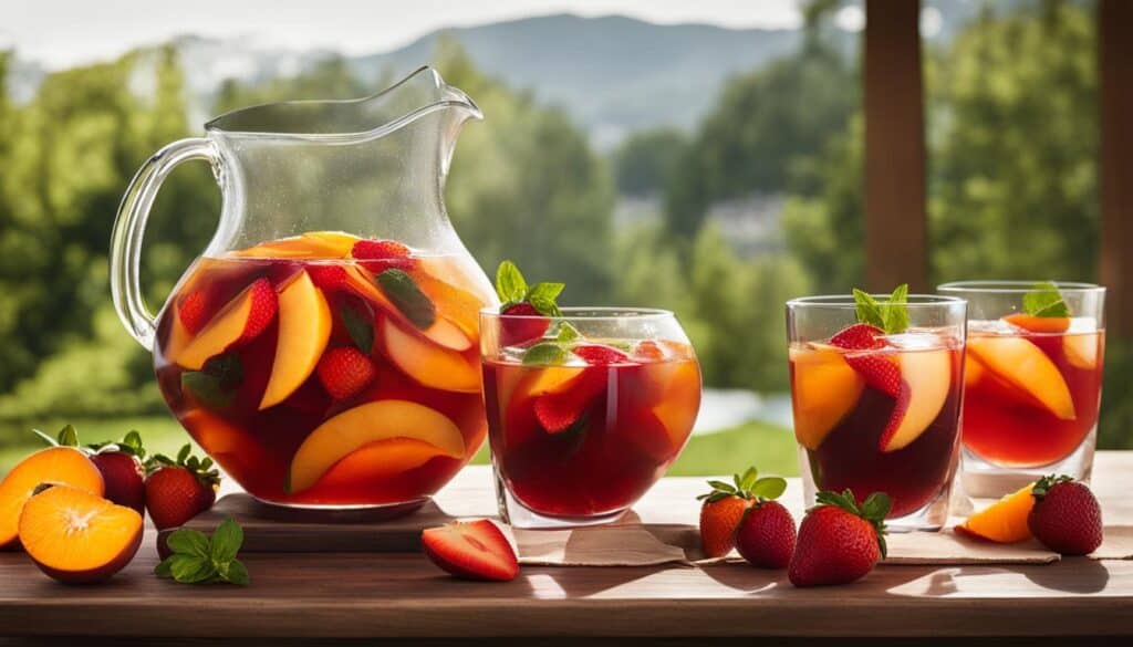 fruit infusing into sangria