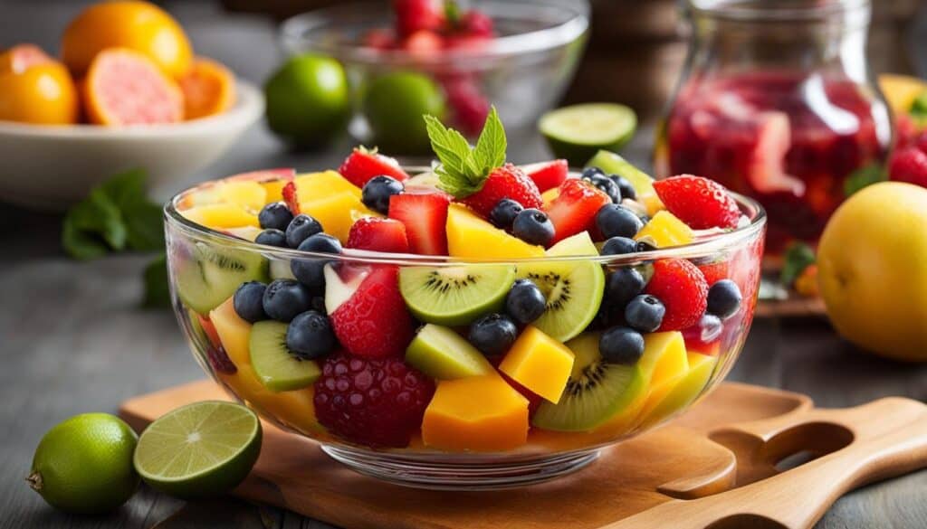 fruit salad with honey-lime dressing image