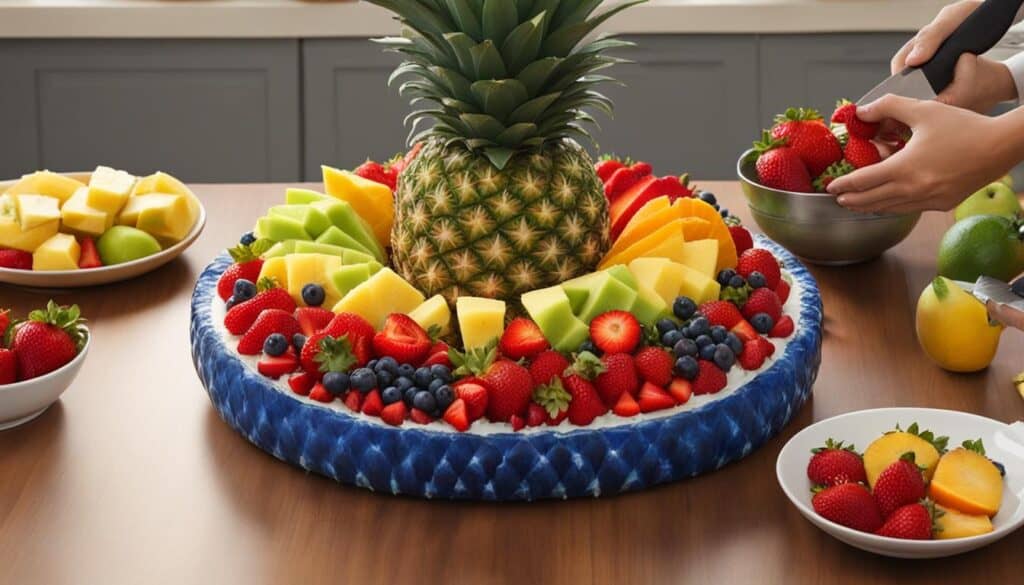 preparing fruit platter