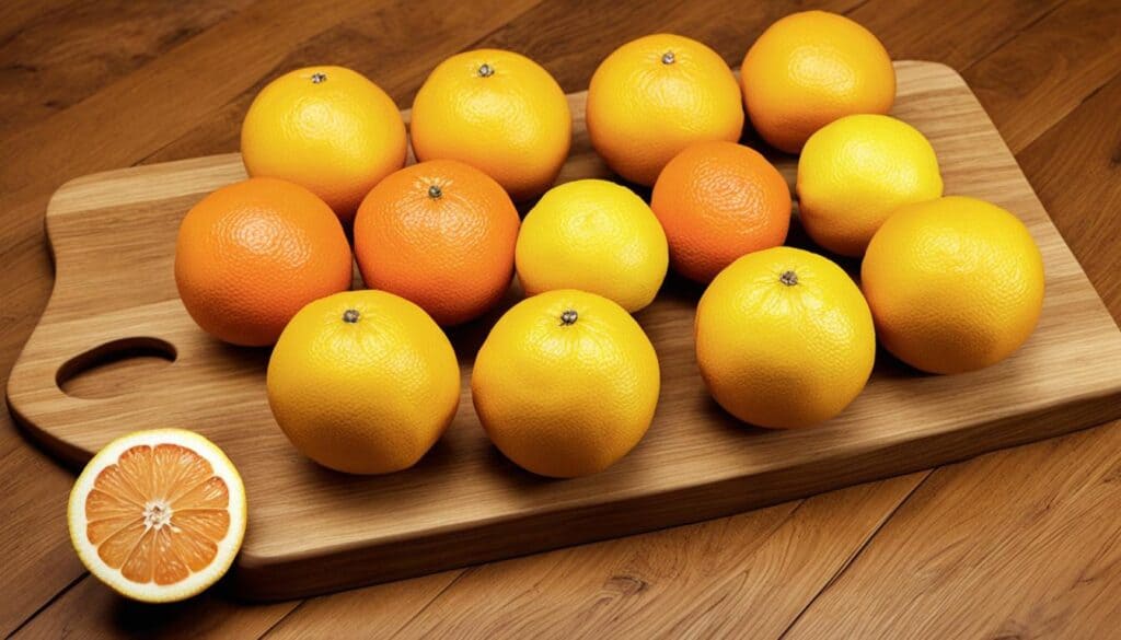 Selected ripe citrus fruits