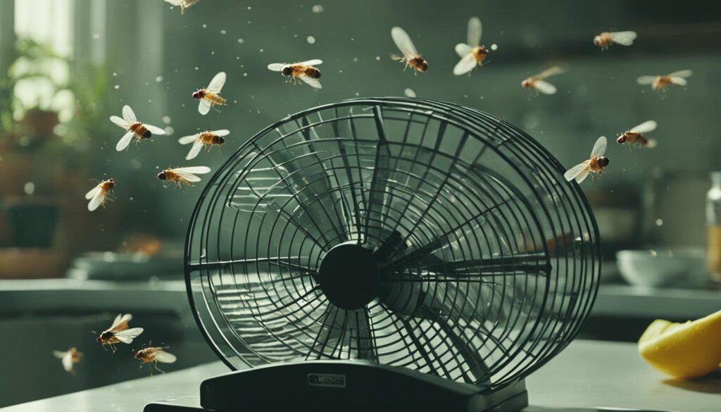 Using fans as a fruit fly deterrent