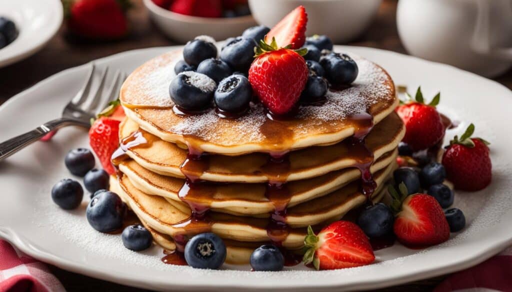 berries and whipped cream pancake topping