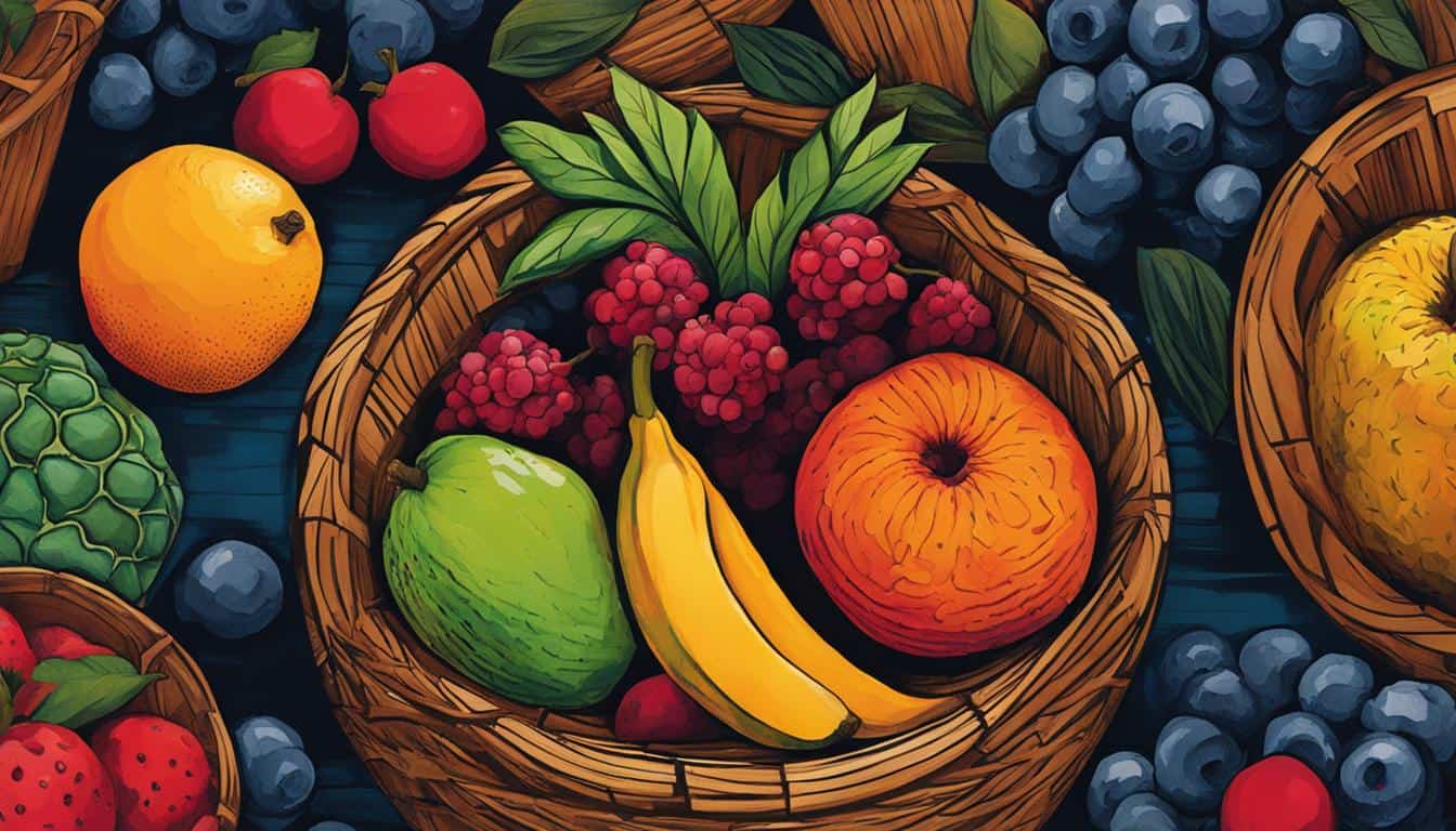 fruit with basket drawing