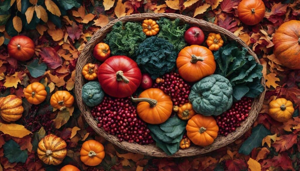 fruits and vegetables in autumn