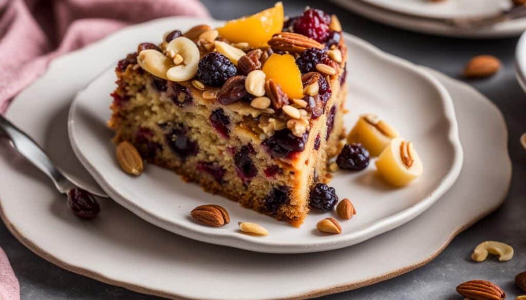 gluten-free and vegan fruit and nut cake