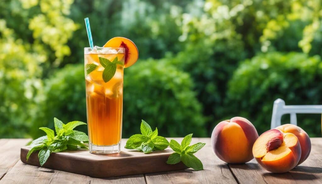 homemade peach green iced tea