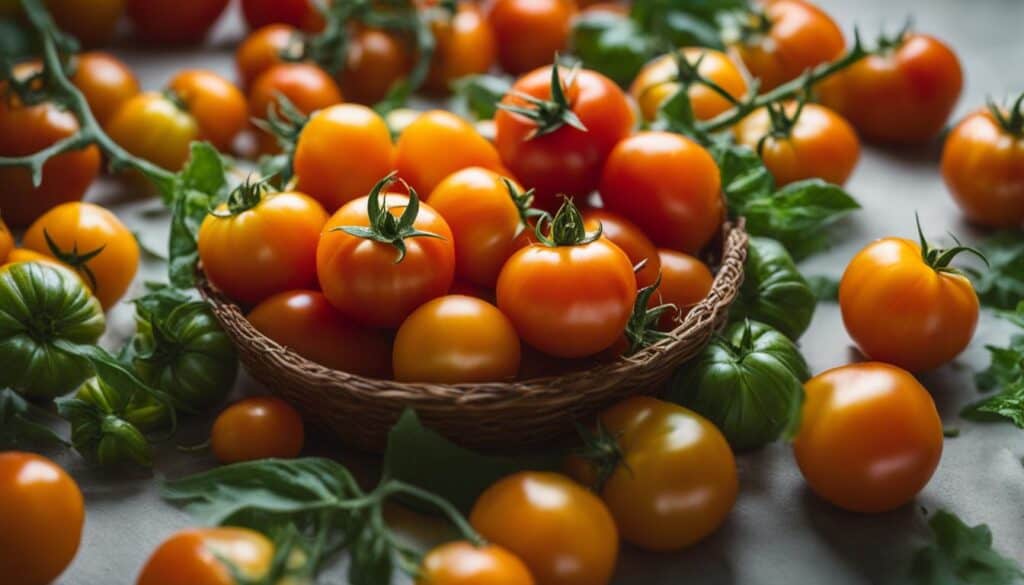 orange peach tomatoes