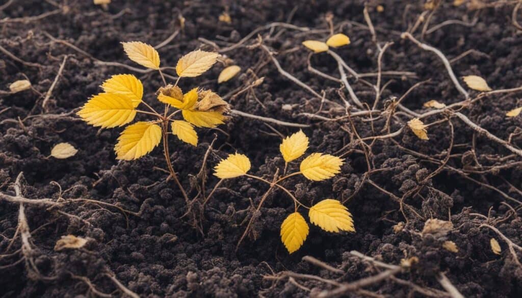 under-watered raspberry plant