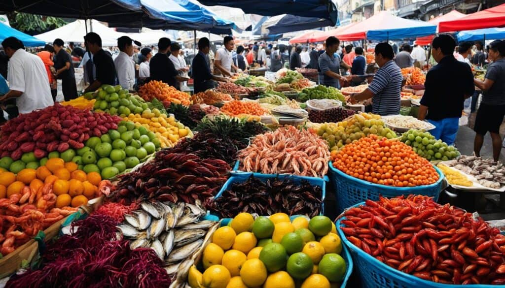 variety of fruits and seafood