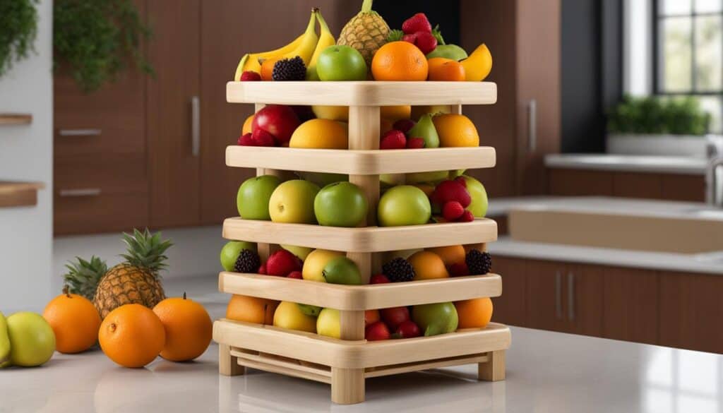 wooden fruit tower