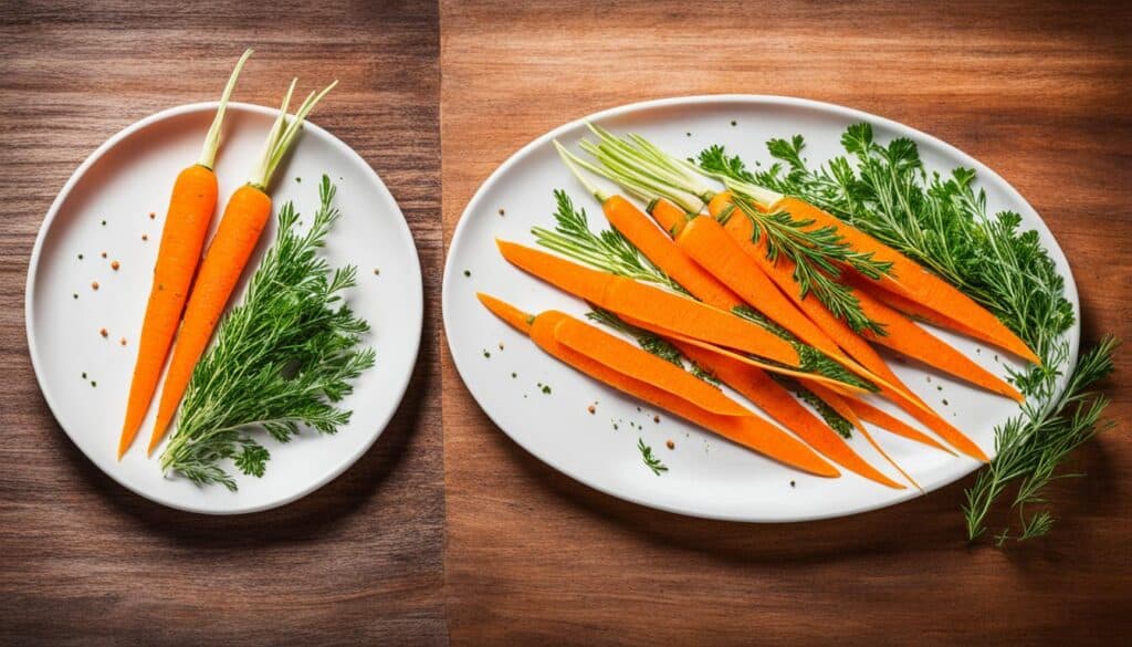 Cooked and raw carrots