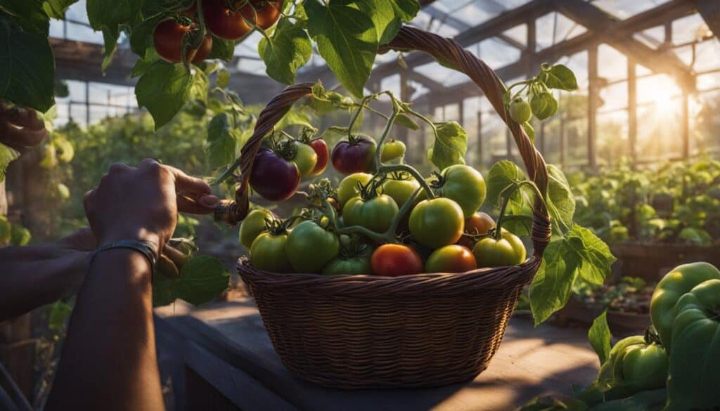 Harvesting Black Krim Tomatoes