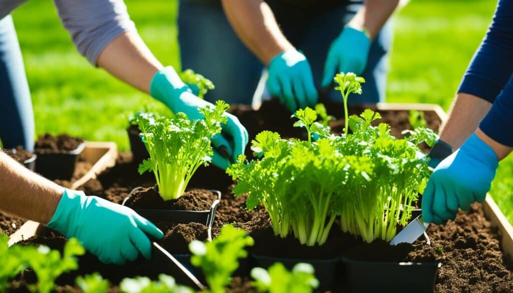 Planting Celery Seedlings Outdoors