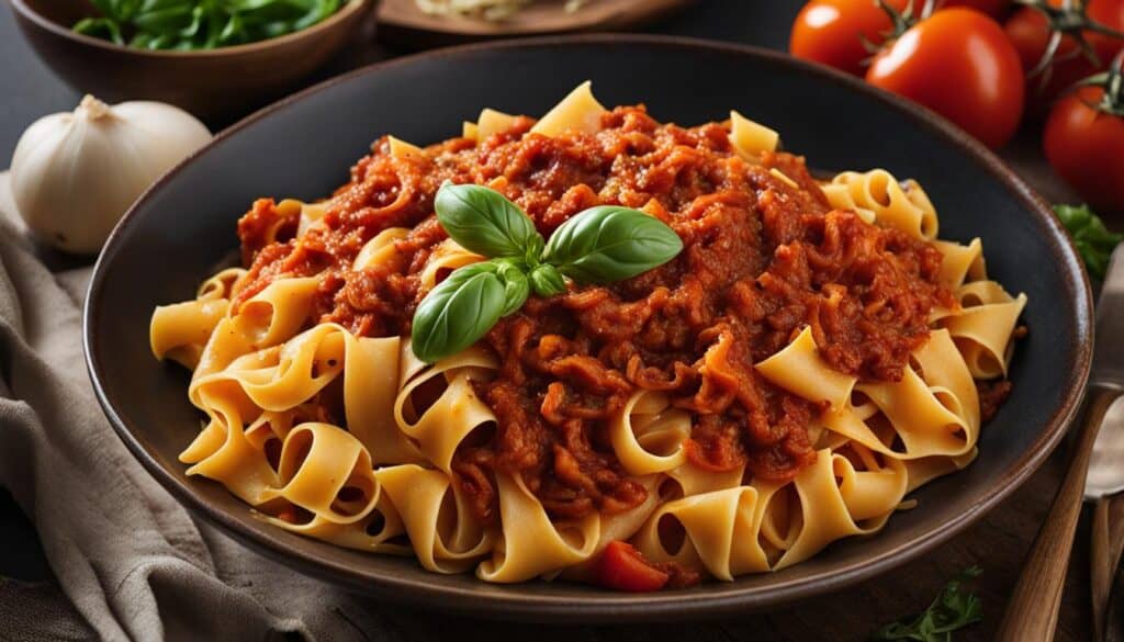 Vegetarian Tagliatelle Pasta with Meatless Ragù