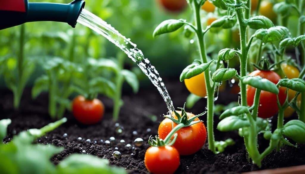 Watering heirloom tomato plants