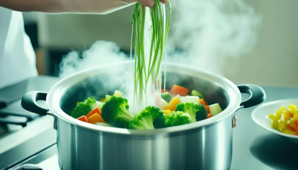 blanching vegetables