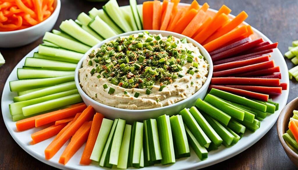 celery sticks with flavorful dips