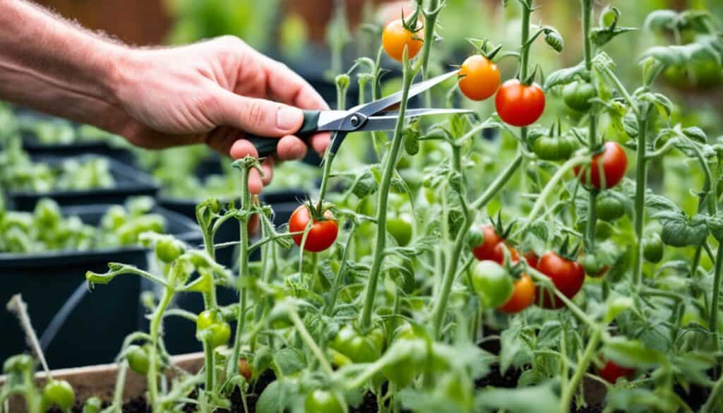 cherry tomato plant pruning and support