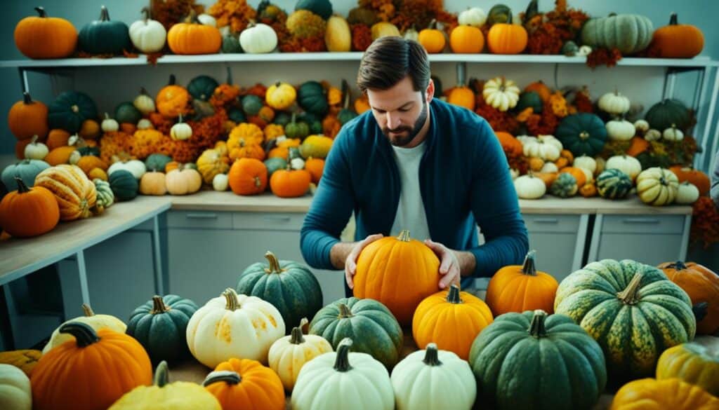 choosing pumpkin and squash