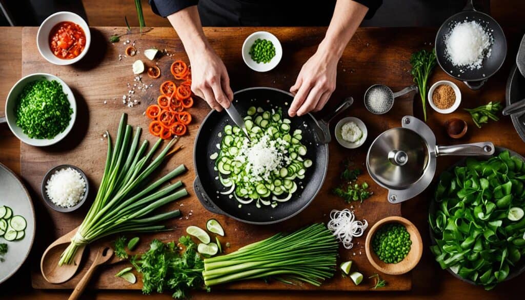 cooking with green onion flowers