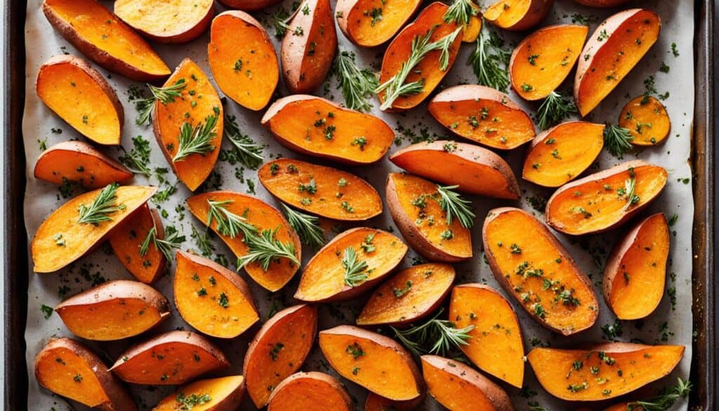 crispy roasted sweet potatoes