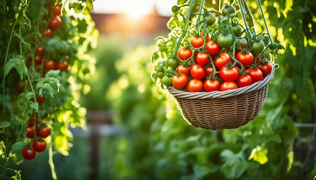 growing tomatoes in hanging baskets
