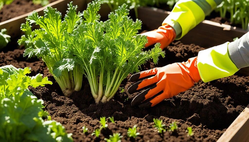 harvesting carrot tops