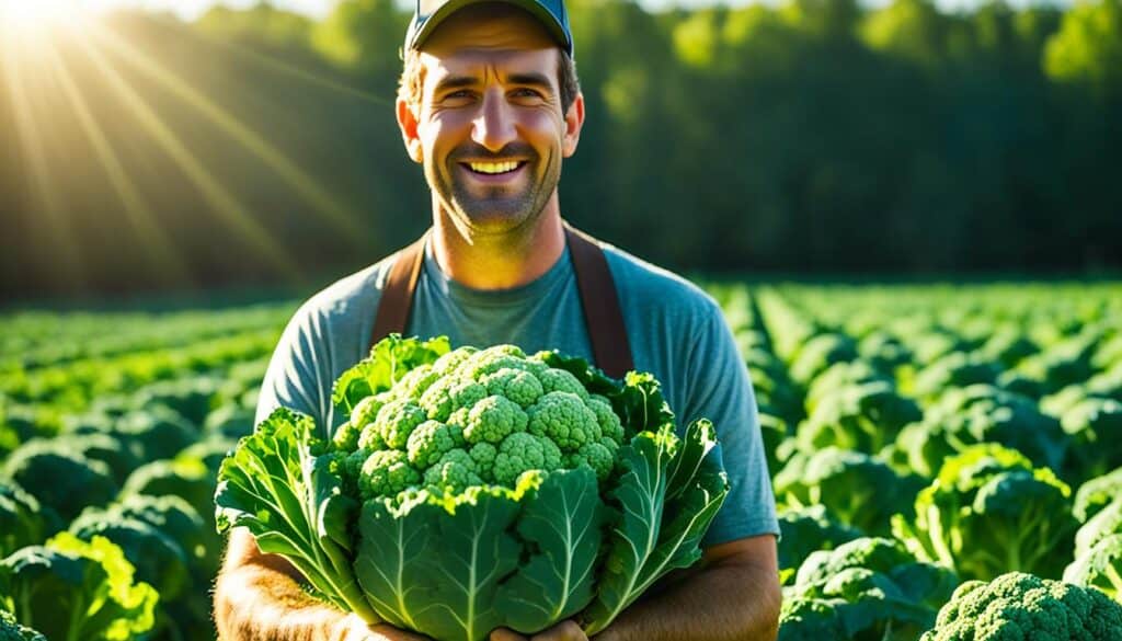 harvesting cauliflower